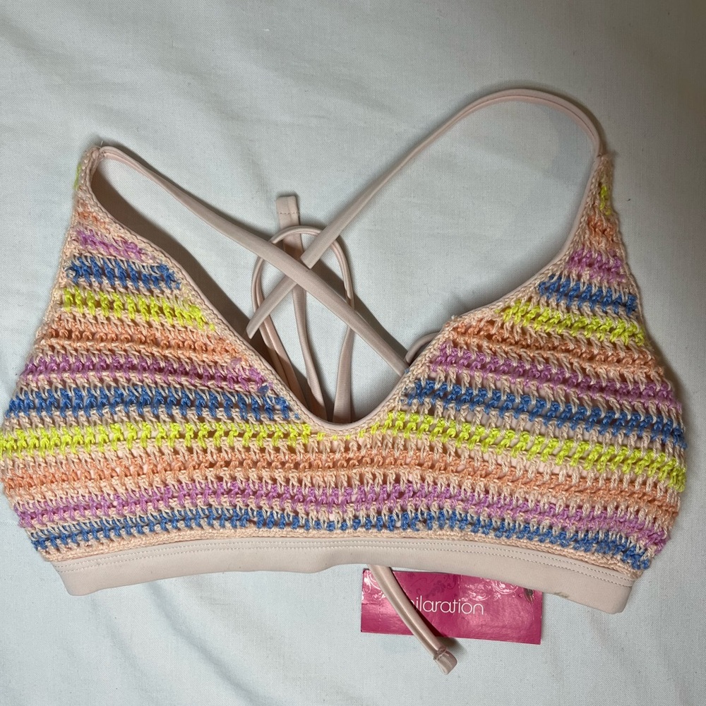 Xhilaration Colorful Striped Crochet Bralette